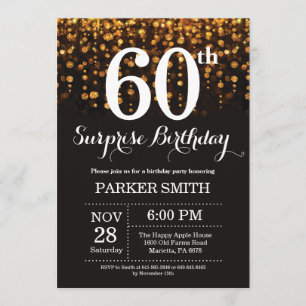 Surprise 60th Birthday Invitation Gold Glitter