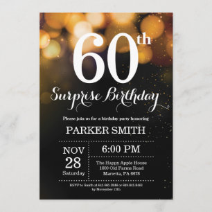Surprise 60th Birthday Invitation Gold Glitter