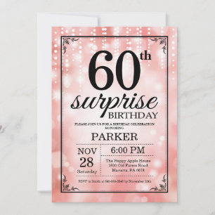 Surprise 60th Birthday Invitation Pink Glitter