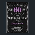 Surprise 60th Birthday Invitation Purple and Black<br><div class="desc">Surprise 60th Birthday Invitation Purple and Black Typography. Chalkboard. Black and White Background. Adult Birthday. Male Men or Women Birthday. Kids Boy or Girl Lady Teen Teenage Bday Invite. 13th 15th 16th 18th 20th 21st 30th 40th 50th 60th 70th 80th 90th 100th. Any Age. For further customisation, please click the...</div>