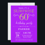 Surprise 60th Birthday Invitation Purple and Gold<br><div class="desc">Surprise 60th Birthday Invitation with Purple and Gold Glitter Background. Chalkboard. Adult Birthday. Men or Women Bday Invite. Any age. For further customisation,  please click the "Customise it" button and use our design tool to modify this template.</div>