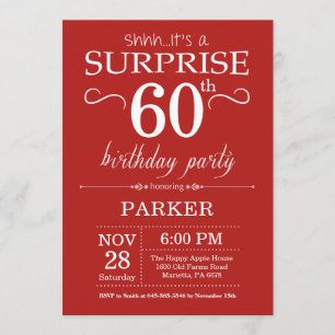 Surprise 60th Birthday Invitation Red