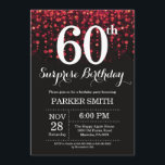 Surprise 60th Birthday Invitation Red Glitter<br><div class="desc">Surprise 60th Birthday Invitation with Red String Lights with Red Glitter Background. Red Birthday. Adult Birthday. Men or Women Bday Invite. 13th 15th 16th 18th 20th 21st 30th 40th 50th 60th 70th 80th 90th 100th, Any age. For further customisation, please click the "Customise it" button and use our design tool...</div>