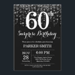 Surprise 60th Birthday Invitation Silver Glitter<br><div class="desc">Surprise 60th Birthday Invitation with Silver String Lights with Silver Glitter Background. Silver Birthday. Adult Birthday. Men or Women Bday Invite. 13th 15th 16th 18th 20th 21st 30th 40th 50th 60th 70th 80th 90th 100th, Any age. For further customisation, please click the "Customise it" button and use our design tool...</div>