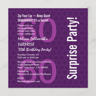 SURPRISE 60th Birthday Modern Purple White Y093 Invitation