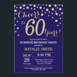 Surprise 60th Birthday Navy Blue and Gold Diamond Invitation<br><div class="desc">Surprise 60th Birthday Invitation with Navy Blue and Gold Glitter Diamond Background. Gold Confetti. Adult Birthday. Male Men or Women Birthday. For further customisation,  please click the "Customise it" button and use our design tool to modify this template.</div>