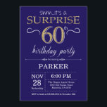 Surprise 60th Birthday Navy Blue and Gold Glitter Invitation<br><div class="desc">Surprise 60th Birthday Invitation with Navy Blue and Gold Glitter Background. Chalkboard. Adult Birthday. Men or Women Bday Invite. Any age. For further customisation,  please click the "Customise it" button and use our design tool to modify this template.</div>