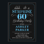 Surprise 60th Birthday Party - Black Blue Invitation<br><div class="desc">Surprise 60th Birthday Party Invitation.
Simple classy design in black,  light blue and white. Features elegant script font.  Surprise bday celebration for man or woman. Can be customized into any age!</div>