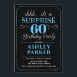 Surprise 60th Birthday Party - Black Blue Invitation<br><div class="desc">Surprise 60th Birthday Party Invitation.
Simple classy design in black,  light blue and white. Features elegant script font.  Surprise bday celebration for man or woman. Can be customized into any age!</div>