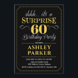 Surprise 60th Birthday Party - Black Gold Invitation<br><div class="desc">Surprise 60th Birthday Party Invitation.
Simple classy design in black gold and white. Features elegant script font.  Surprise bday celebration for man or woman. Can be customised into any age!</div>