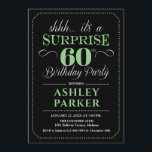 Surprise 60th Birthday Party - Black Green Invitation<br><div class="desc">Surprise 60th Birthday Party Invitation.
Simple classy design in black green and white. Features elegant script font.  Surprise bday celebration for man or woman. Can be customized into any age!</div>