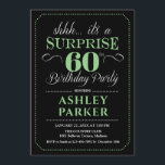 Surprise 60th Birthday Party - Black Green Invitation<br><div class="desc">Surprise 60th Birthday Party Invitation.
Simple classy design in black green and white. Features elegant script font.  Surprise bday celebration for man or woman. Can be customized into any age!</div>