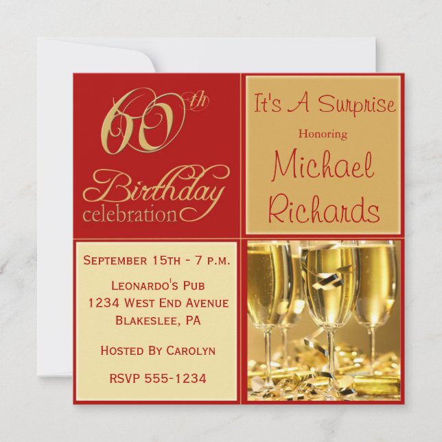 Surprise 60th Birthday Party Invitations (Front)