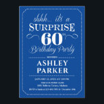 Surprise 60th Birthday Party - Navy White Invitation<br><div class="desc">Surprise 60th Birthday Party Invitation.
Simple classy design in navy and white. Surprise bday celebration for man or woman. Can be customised into any age!</div>