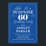 Surprise 60th Birthday Party - Navy White Invitation<br><div class="desc">Surprise 60th Birthday Party Invitation.
Simple classy design in navy and white. Surprise bday celebration for man or woman. Can be customised into any age!</div>