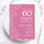 Surprise 60th Birthday Party - Pink Floral Invitation<br><div class="desc">Pink Floral Surprise 60th Birthday Party Invitation. Minimalist modern design featuring botanical accents and typography script font. Simple feminine invite card perfect for a stylish female surprise bday celebration. Can be customised to any age.</div>