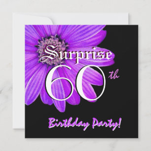 SURPRISE 60th Birthday Party Purple Daisy F201A Invitation