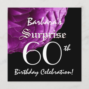 SURPRISE 60th Birthday Party Purple Rose W066 Invitation