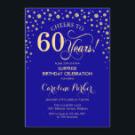 Surprise 60th Birthday Party - Royal Blue Gold Invitation<br><div class="desc">Surprise 60th Birthday Party Invitation.
Elegant design in sapphire royal blue and faux glitter gold. Features script font and diamonds confetti. Cheers to 60 Years! Message me if you need further customisation.</div>