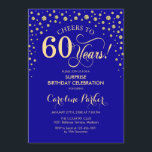 Surprise 60th Birthday Party - Royal Blue Gold Invitation<br><div class="desc">Surprise 60th Birthday Party Invitation.
Elegant design in sapphire royal blue and faux glitter gold. Features script font and diamonds confetti. Cheers to 60 Years! Message me if you need further customisation.</div>