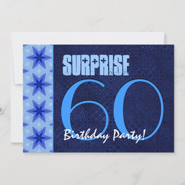 SURPRISE 60th Birthday Party Royal Blue V10A Invitation (Front)