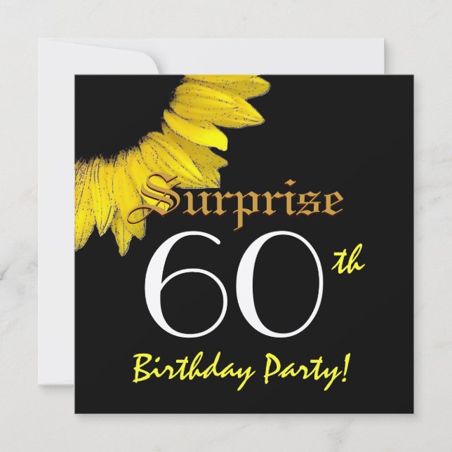 SURPRISE 60th Birthday Party Yellow Sunflower Invitation (Front)