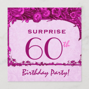SURPRISE 60th Birthday Pink Floral Vintage H483 Invitation