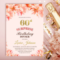 Surprise 60th Birthday Pink Gold Floral Dinner