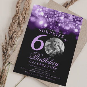 SURPRISE 60th Birthday Purple Midnight Glam  Invitation
