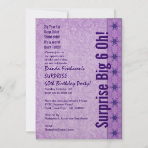 SURPRISE 60th Birthday Purple Stars W168 Invitation