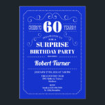 Surprise 60th Birthday - Royal Blue Invitation<br><div class="desc">Surprise 60th Birthday Invitation
Elegant retro royal blue and white design. Cheers to 60 years! Can be customized to show any age!</div>