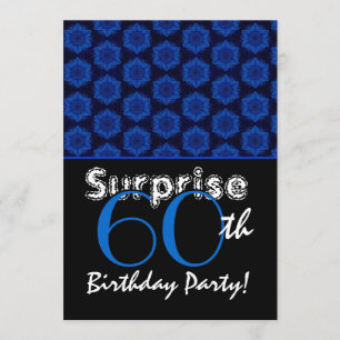 SURPRISE 60th Birthday Royal Blue Stars R001 Invitation