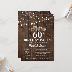 Surprise 60th Birthday Rustic Invitation