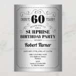 Surprise 60th Birthday - Silver Black Invitation<br><div class="desc">Surprise 60th Birthday Invitation. Retro design in faux silver foil and black. Cheers to 60 years! Can be also personalised into any year.</div>