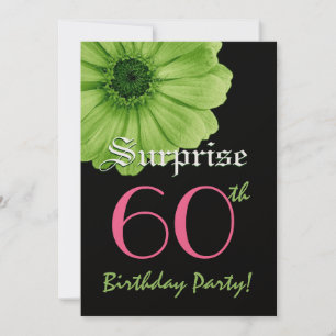 SURPRISE 60th Birthday Template Lime Green Daisy