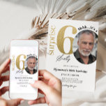 Surprise 60th Gold Birthday Invitation with Photo<br><div class="desc">Designed for our Birthday Invitations with Photo collection,  this customisable Invitation Card features an editable photo section,  gold numbers & handwriting decorative fonts. Matching items available.</div>