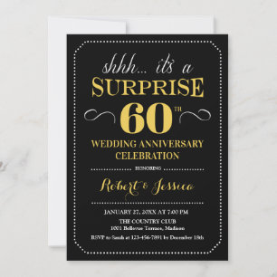 Surprise 60th Wedding Anniversary - Black Gold Invitation