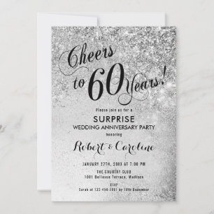Surprise 60th Wedding Anniversary - Silver Invitation