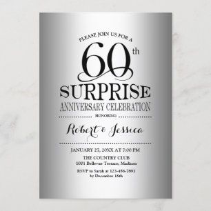 Surprise 60th Wedding Anniversary - Silver Invitation