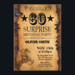 Surprise 60th Western Birthday Invitation<br><div class="desc">Surprise 60th Western Birthday Invitation. Cowboy Horse Wild West Theme Birthday Party. Rustic Wood Country Background. For further customisation,  please click the "Customise it" button and use our design tool to modify this template.</div>