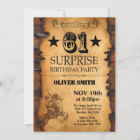 Surprise 61st Western Birthday Invitation
