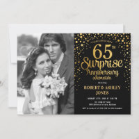 Surprise 65th Anniversary with Photo - Black Gold