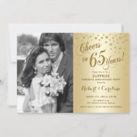 Surprise 65th Anniversary with Photo - Gold