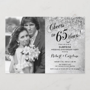 Surprise 65th Anniversary with Photo - Silver Invitation