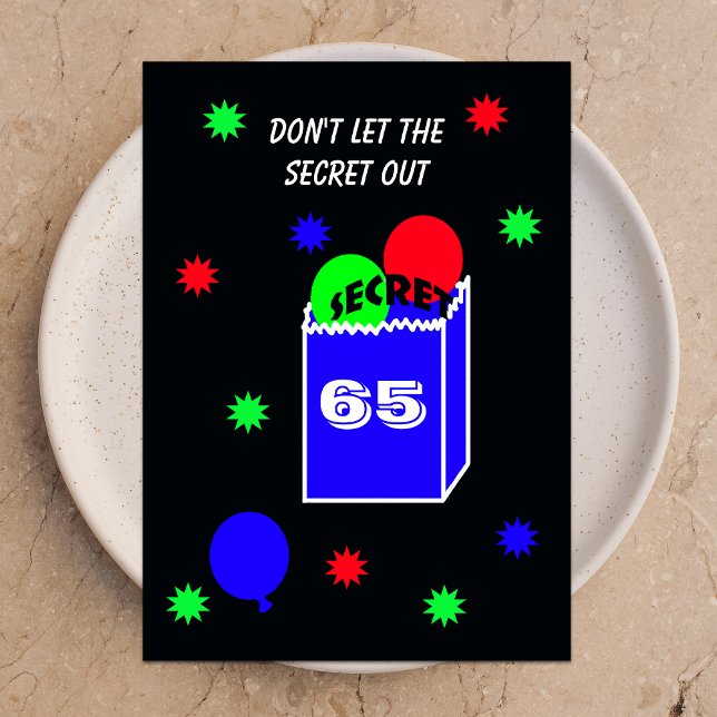 Surprise 65th Birthday Party Invitation SECRET (Creator Uploaded)