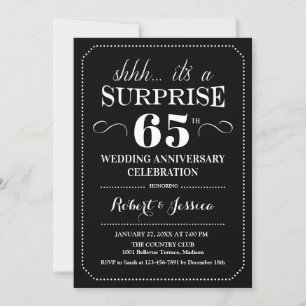 Surprise 65th Wedding Anniversary - Black White Invitation