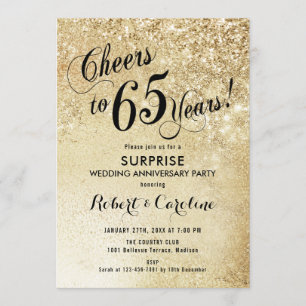 Surprise 65th Wedding Anniversary - Gold Invitation