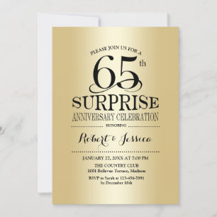Surprise 65th Wedding Anniversary - Gold Invitation
