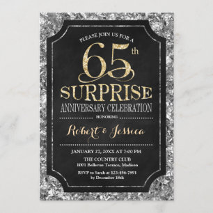 Surprise 65th Wedding Anniversary - Silver Gold Invitation