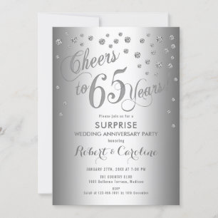 Surprise 65th Wedding Anniversary - Silver Invitation
